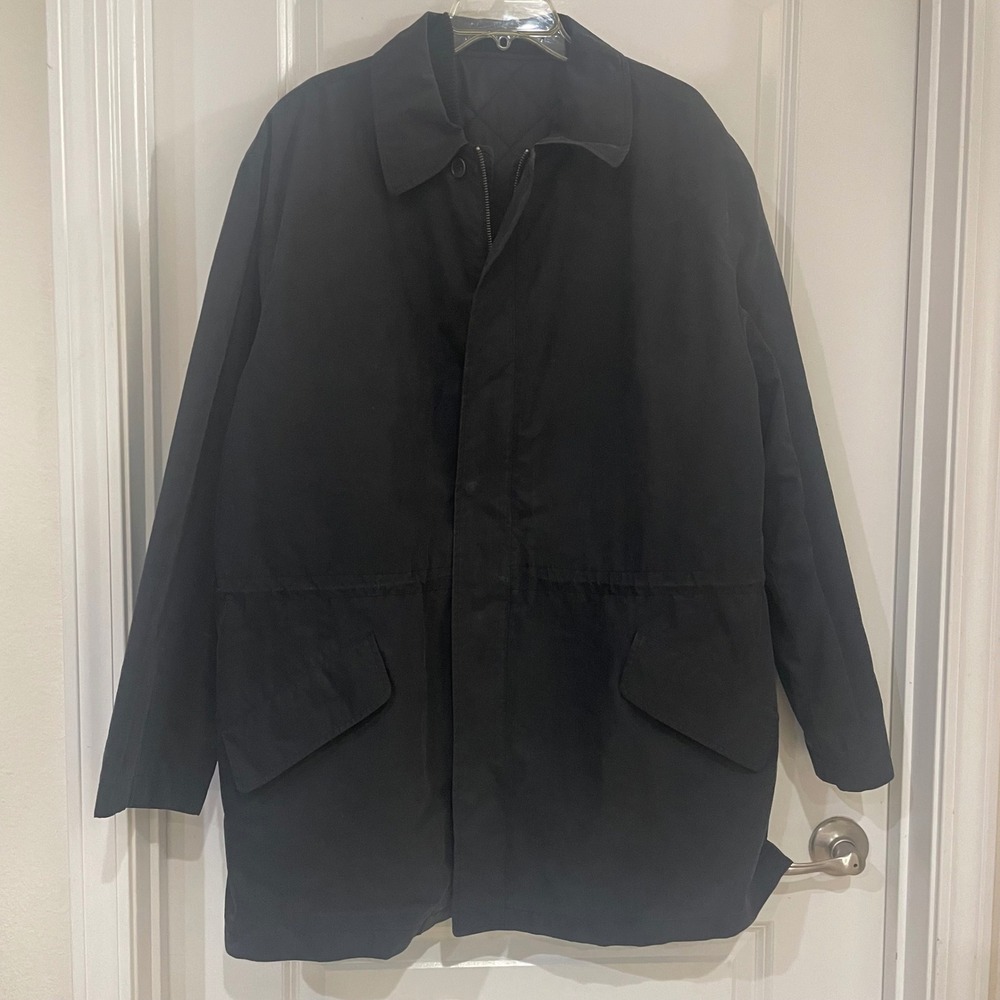 Joseph Abboud Mens Black Quilted Lined Coat Jacket Size Large